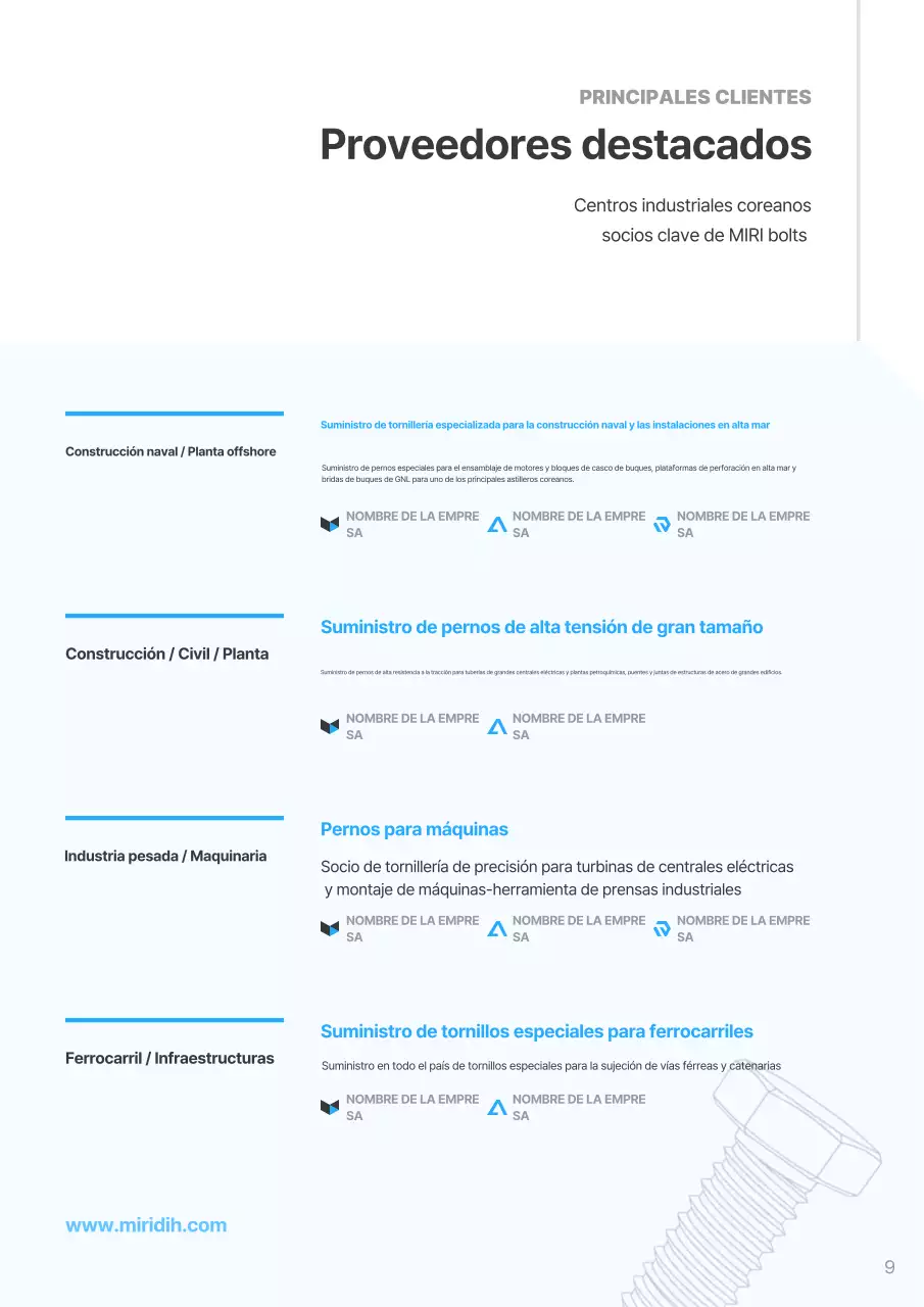 Catálogo industrial moderno azul cielo