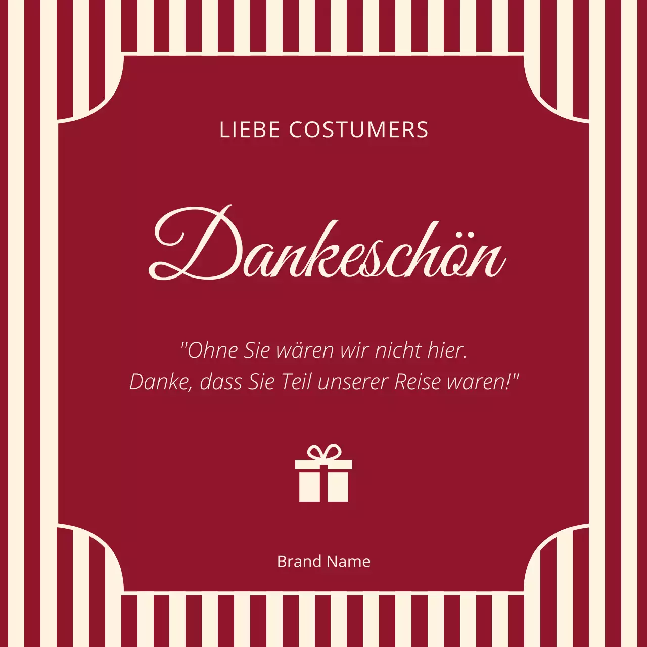 Rote und beige Retro-Vintage-Neujahrsgrüße für soziale Medien (quadratisch)