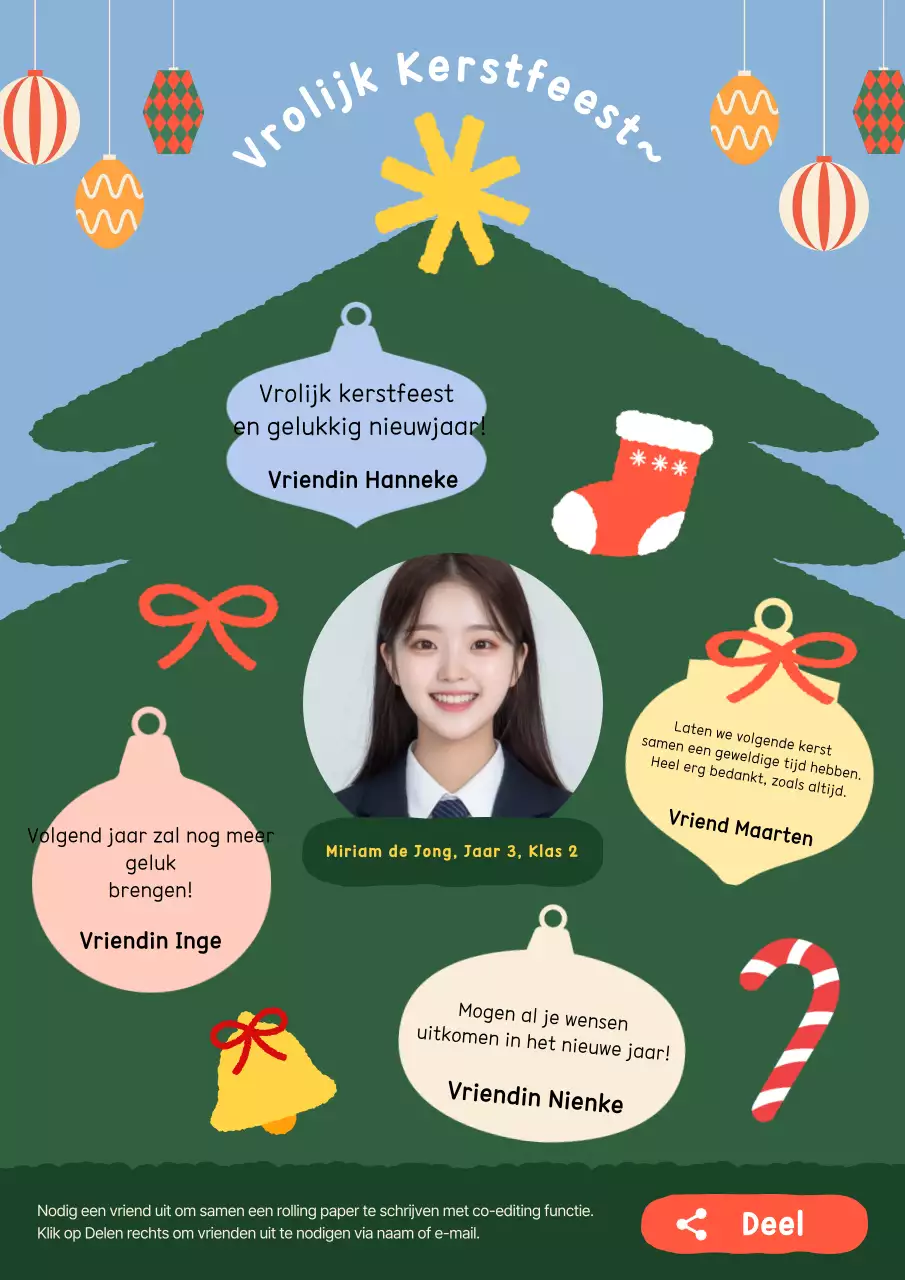 Hemelsblauwe schattige kerstuitnodiging