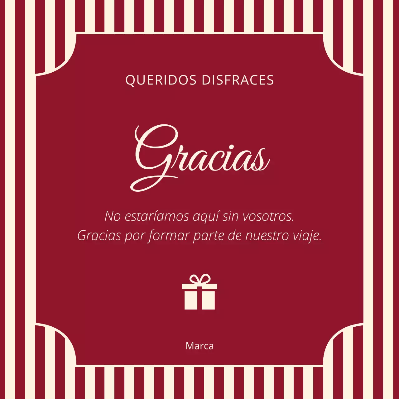 Cuadrado para redes sociales con felicitación de Año Nuevo estilo retro vintage en rojo y beige