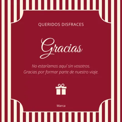 Cuadrado para redes sociales con felicitación de Año Nuevo estilo retro vintage en rojo y beige