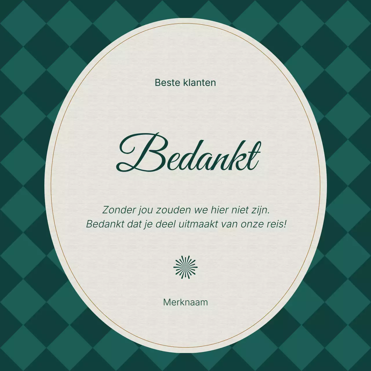 Groen en wit vintage klassiek nieuwjaarsgroet sociaal media vierkant