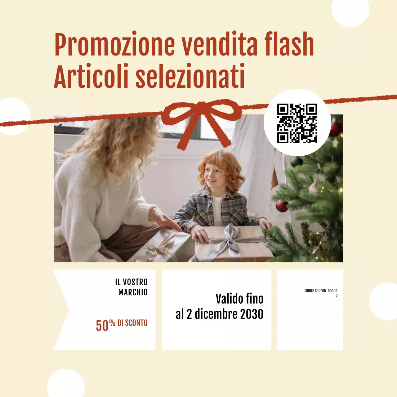 Post promozionale per saldi natalizi moderni beige