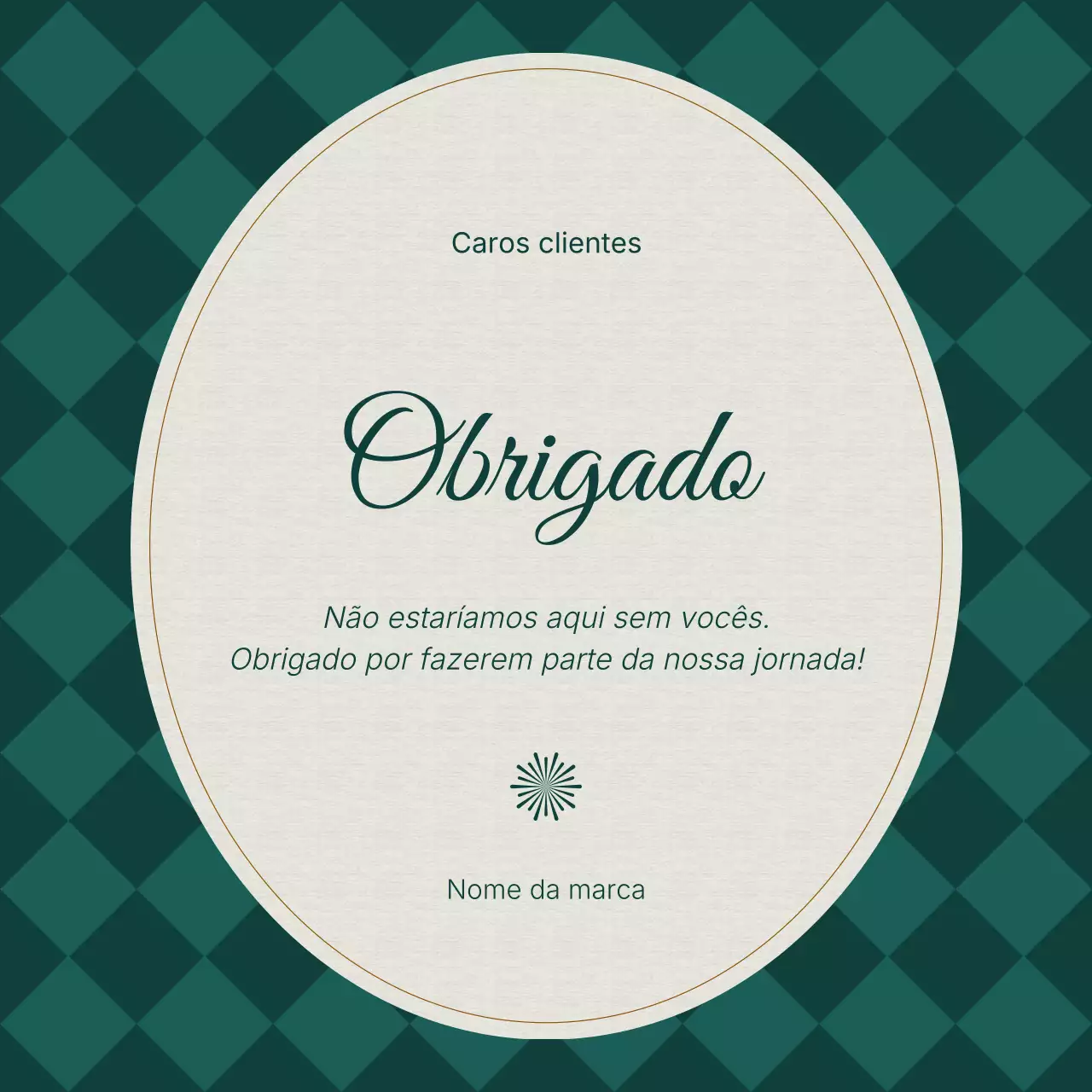 Mensagem clássica vintage verde e branca de Ano Novo para redes sociais.