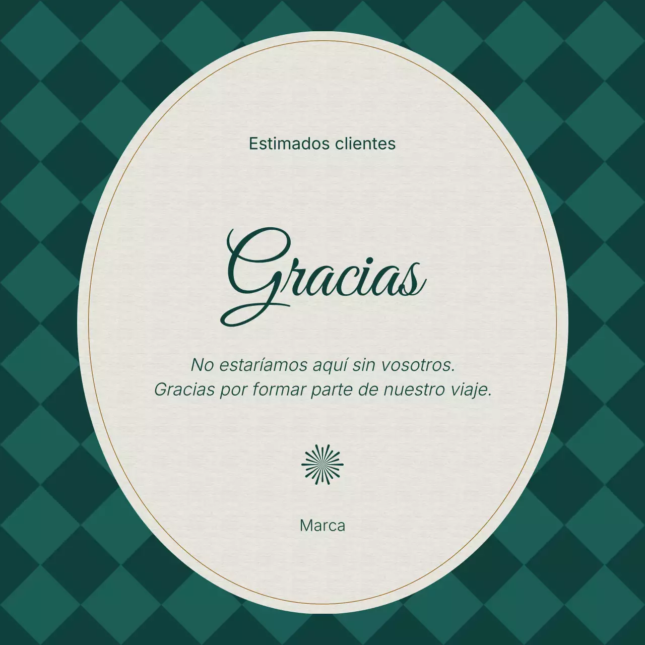 Cuadrado de felicitación de Año Nuevo clásico vintage verde y blanco para redes sociales