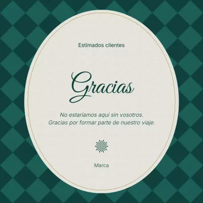 Cuadrado de felicitación de Año Nuevo clásico vintage verde y blanco para redes sociales