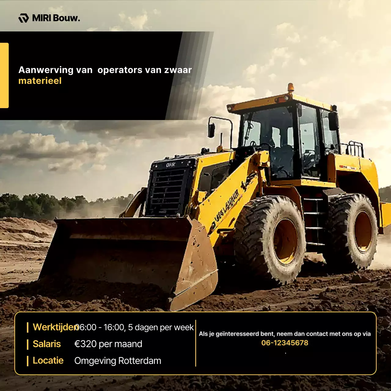 Gele eenvoudige werving van zwaar materieel