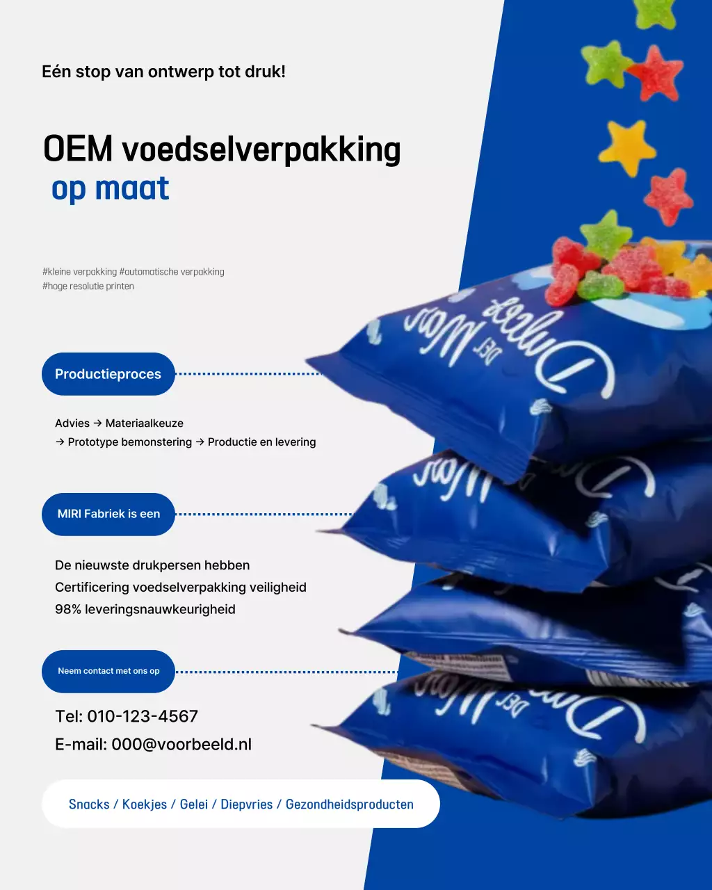 Blauwe moderne voedseladvertentie