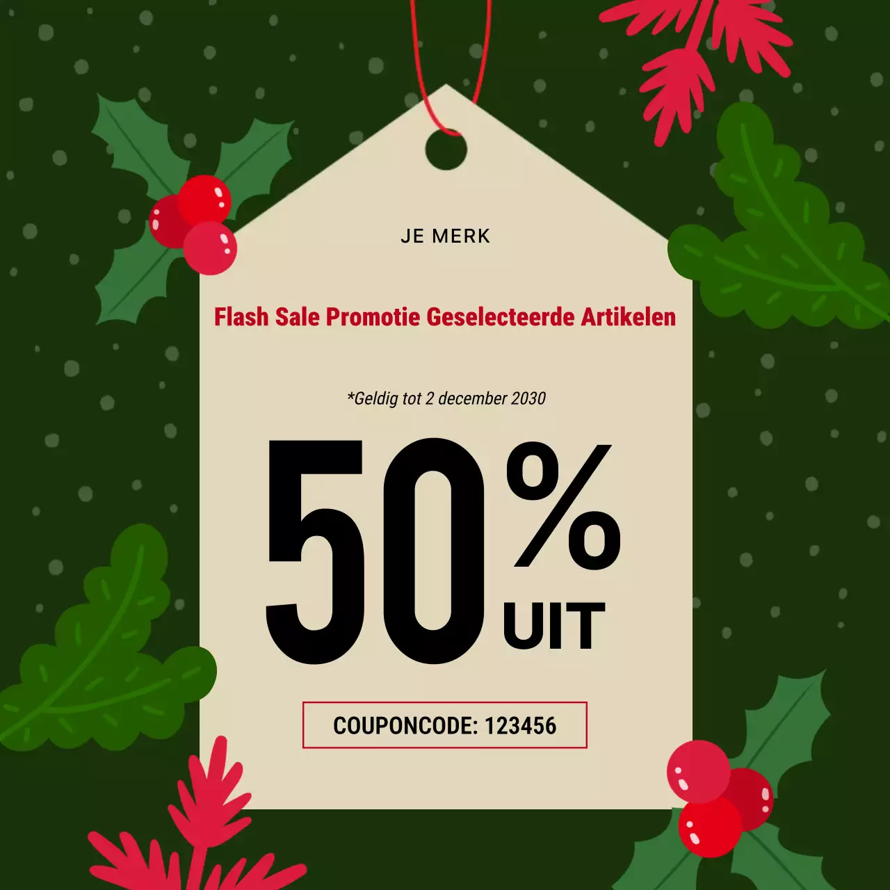 Groene feestelijke uitverkoop promotiepost