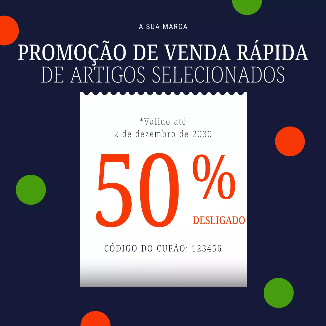 Postagem promocional de venda da Navy Modern