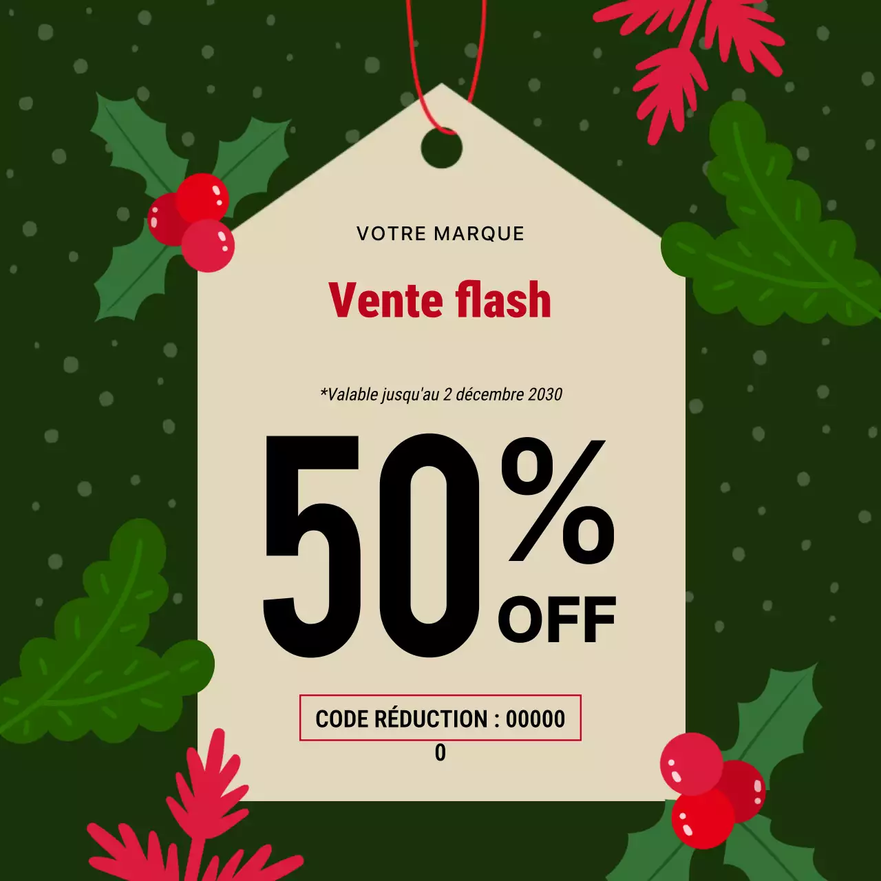 Promotion des soldes vertes pour les fêtes