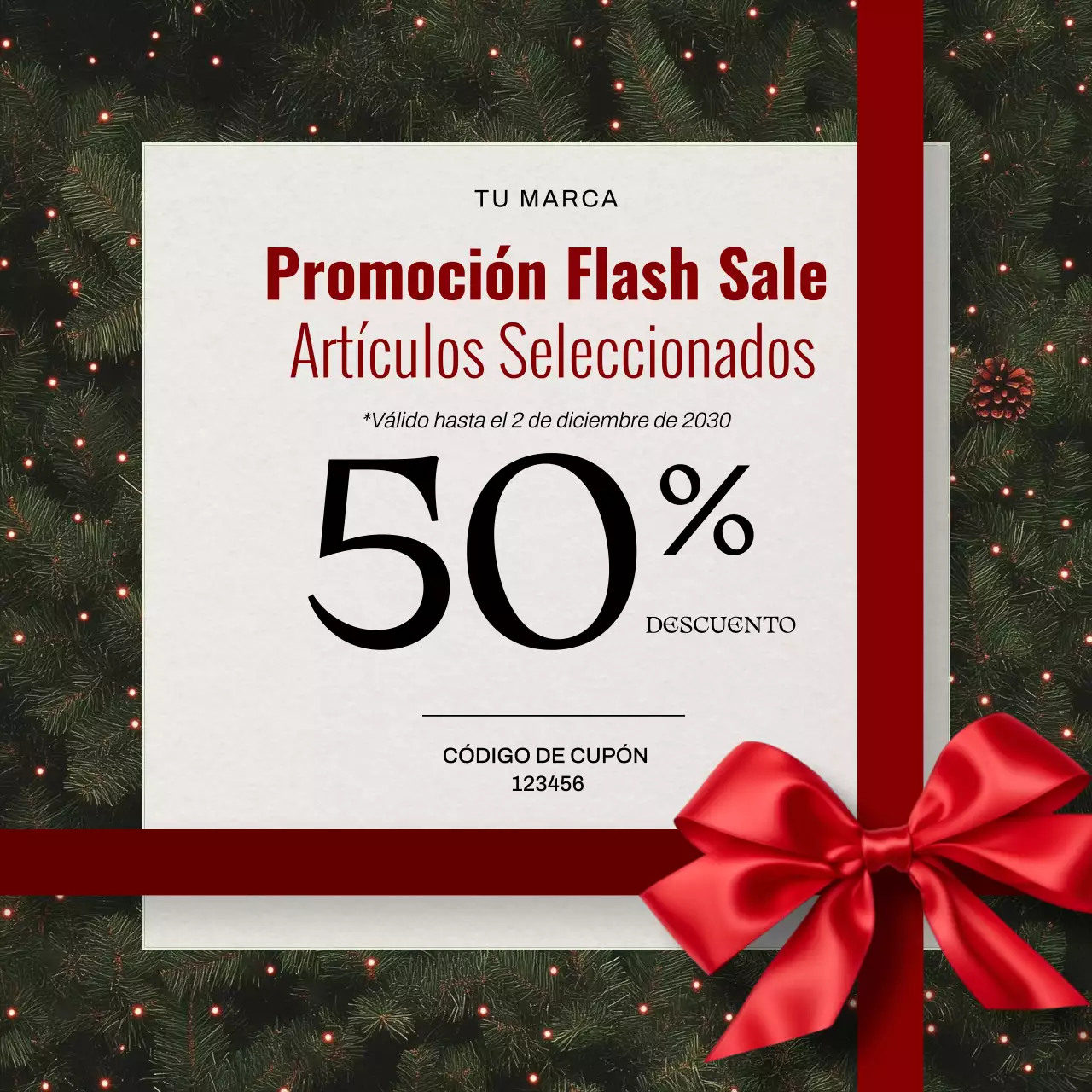 Publicación de promoción de rebajas festivas en rojo