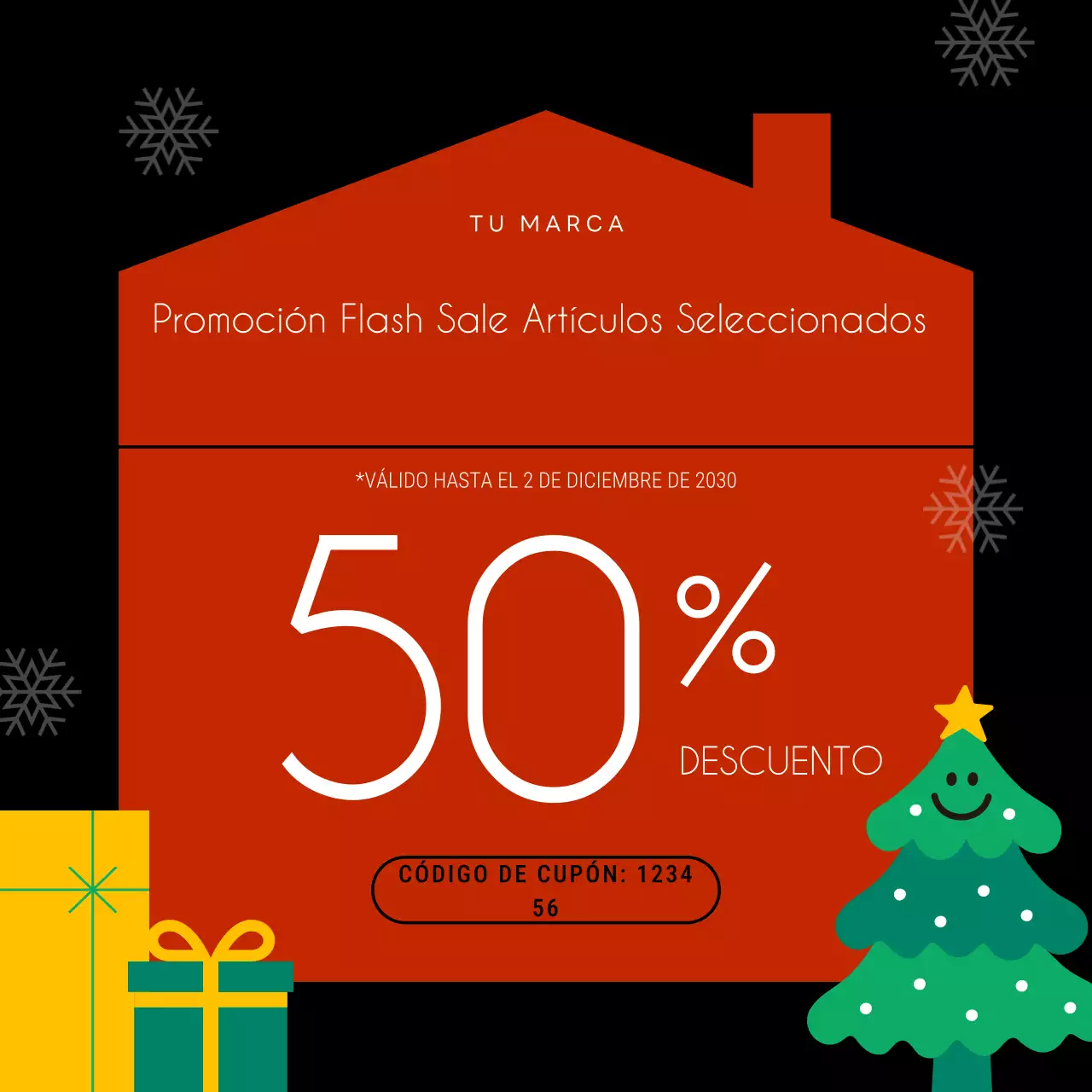 Publicación promocional navideña moderna roja