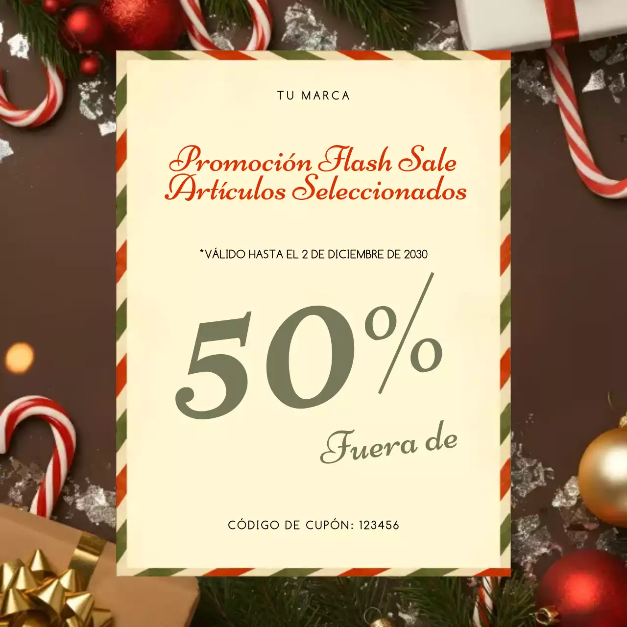 Publicación promocional navideña clásica beige