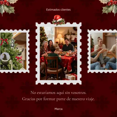 Cuadrado de felicitación navideña moderna en rojo y blanco para redes sociales