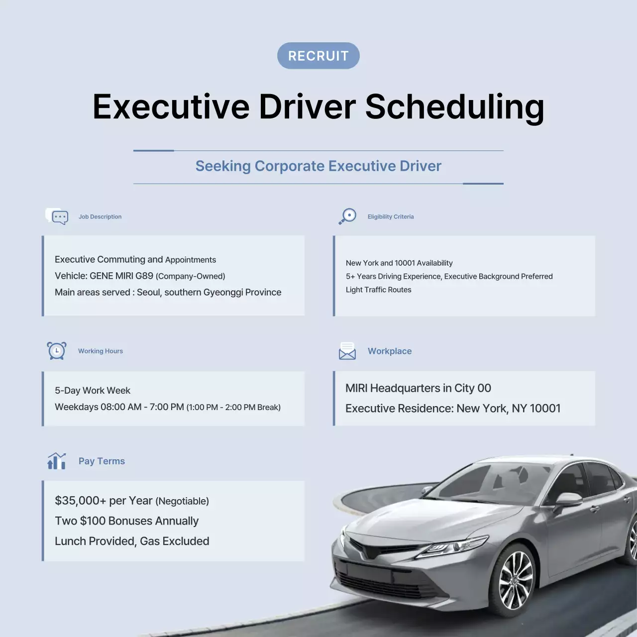 Tuyển dụng tài xế riêng tối giản Sky Blue