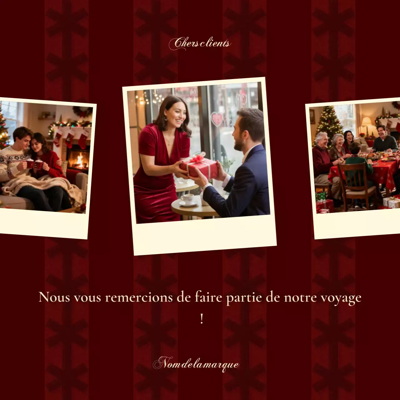 Carte de vœux de Noël élégante et classique rouge et blanche pour les réseaux sociaux