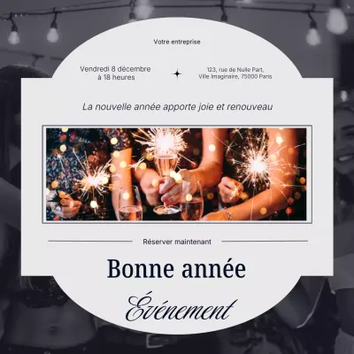 Événement minimaliste gris et bleu du Nouvel An sur les réseaux sociaux