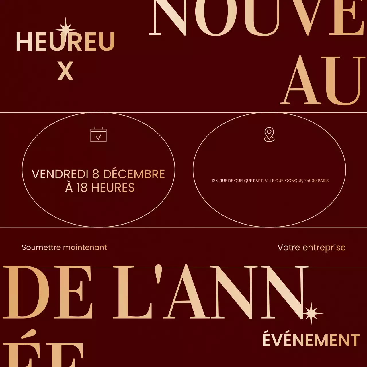 Événement minimaliste rouge et or du Nouvel An sur les réseaux sociaux