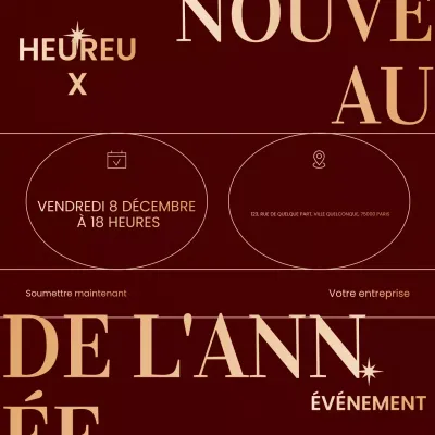 Événement minimaliste rouge et or du Nouvel An sur les réseaux sociaux
