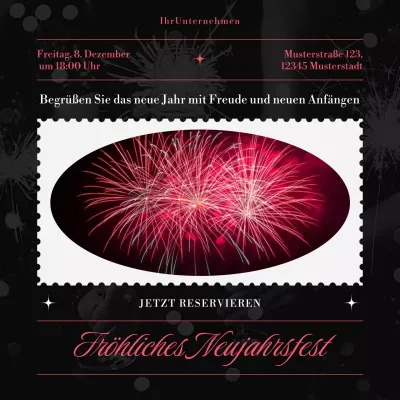 Social-Media-Platz für minimalistische Silvesterveranstaltungen in Weiß und Schwarz