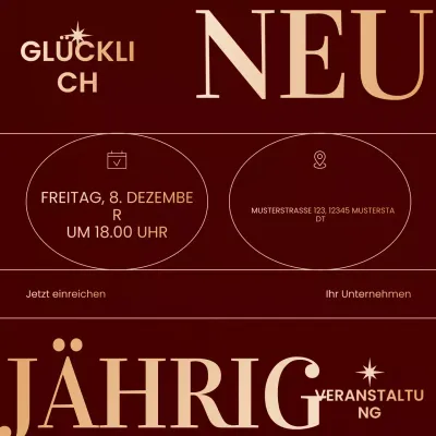 Social-Media-Platz für minimalistische Neujahrsveranstaltungen in Rot und Gold