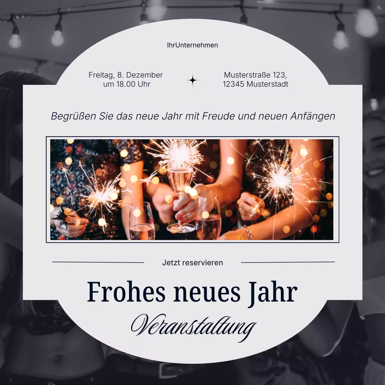 Social-Media-Platz für ein minimalistisches Neujahrsevent in Grau und Blau