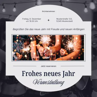 Social-Media-Platz für ein minimalistisches Neujahrsevent in Grau und Blau