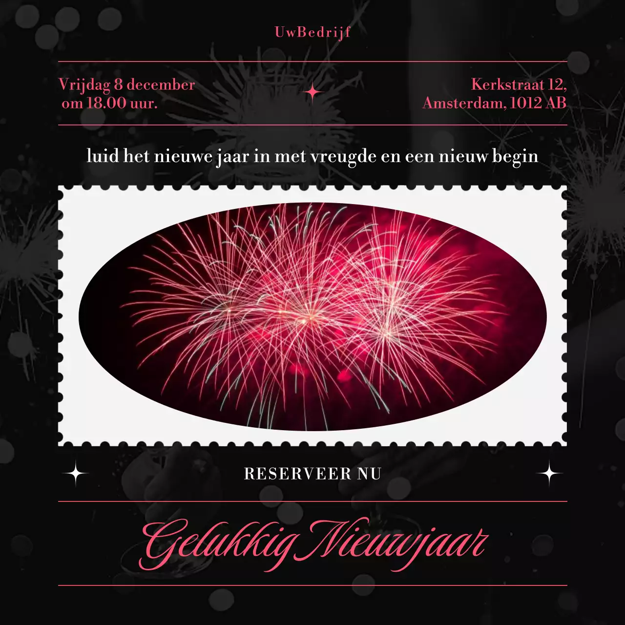 Wit en zwart minimalistisch nieuwjaarsevenement Social Media Square