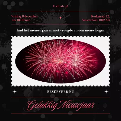 Wit en zwart minimalistisch nieuwjaarsevenement Social Media Square