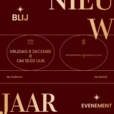 Rood en goud minimalistisch nieuwjaarsevenement Social Media Square