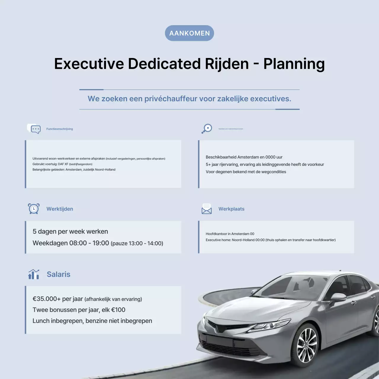 Vacature Sky Blue Minimalist Personal Chauffeur