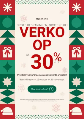 Groen en rood opvallend geometrisch kerstpromotieposter