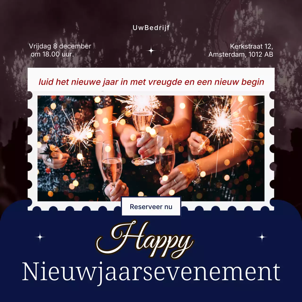 Wit en bruin modern nieuwjaarsevenement Social Media Square