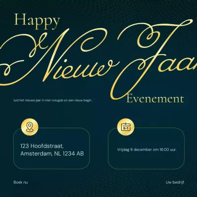 Zwart en goud elegant nieuwjaarsevenement social media plein