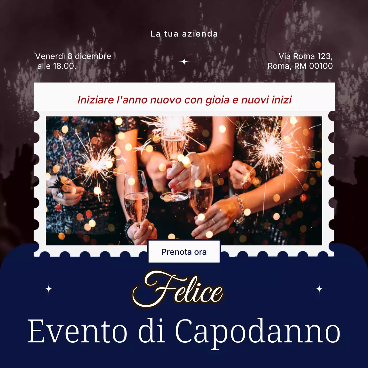 Evento di Capodanno moderno bianco e marrone sui social media