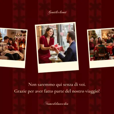 Elegante quadrato di social media con auguri di Natale classici rossi e bianchi