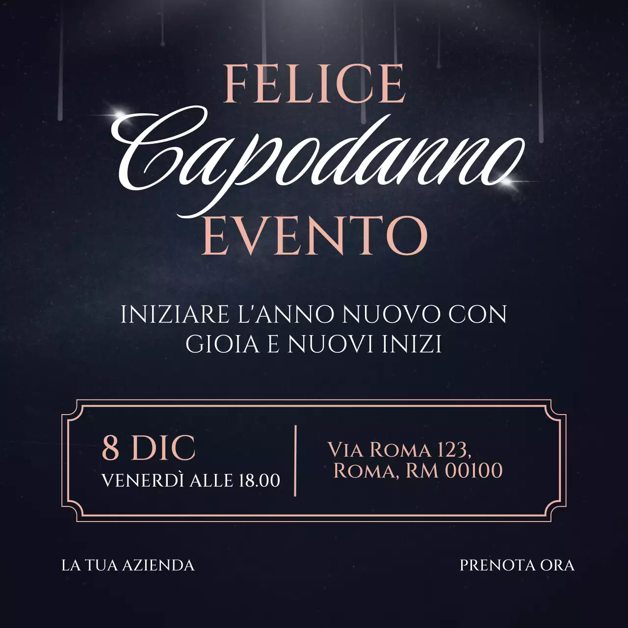 Evento di Capodanno minimalista di lusso nero e oro sui social media Square