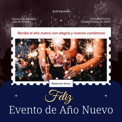 Cuadrado de redes sociales para el evento moderno de Año Nuevo en blanco y marrón