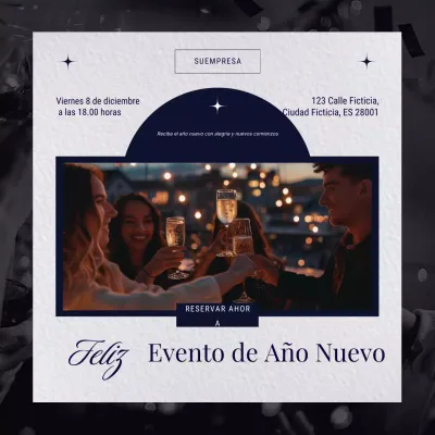 Cuadrado para redes sociales del evento minimalista de Año Nuevo en gris y azul