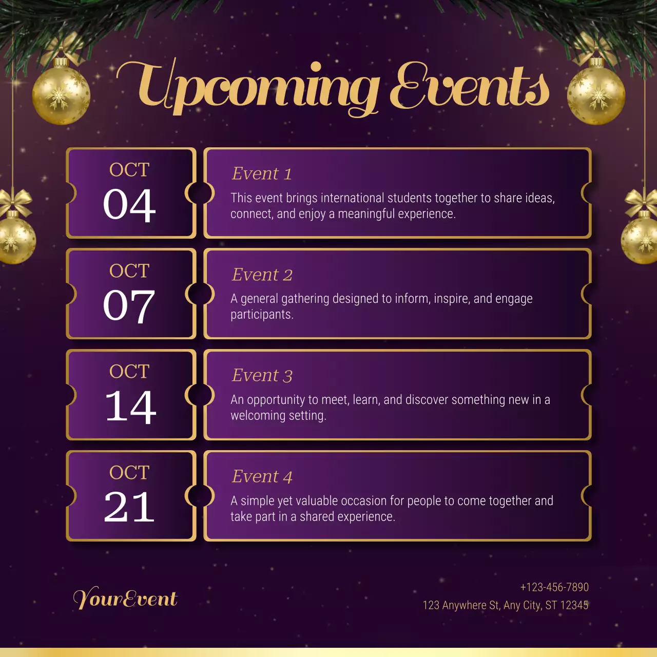 Purple Elegant Christmas Event Announcement Instagram Post
