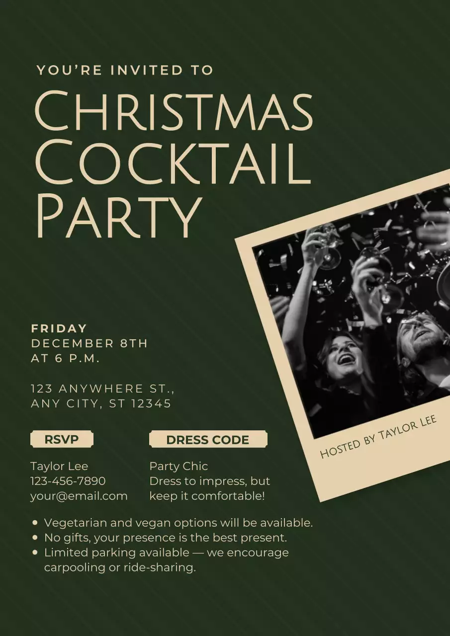 Christmas Cocktail Party Invitation Web Poster