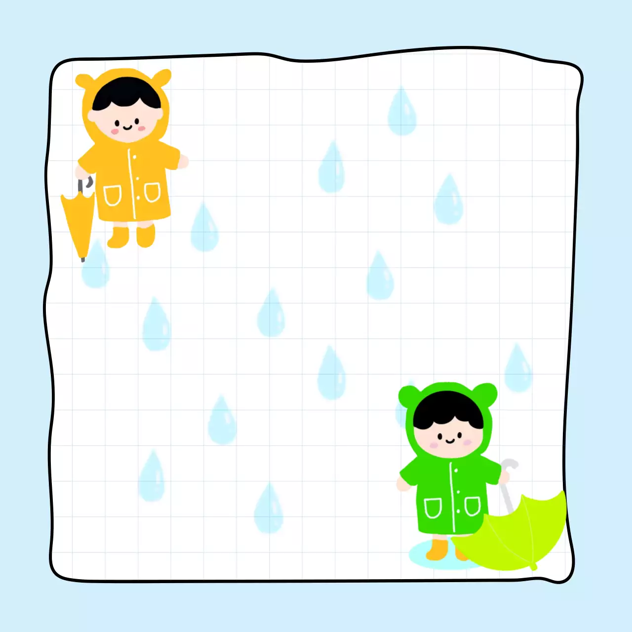 하늘색 아기자기 귀여운 비오는날