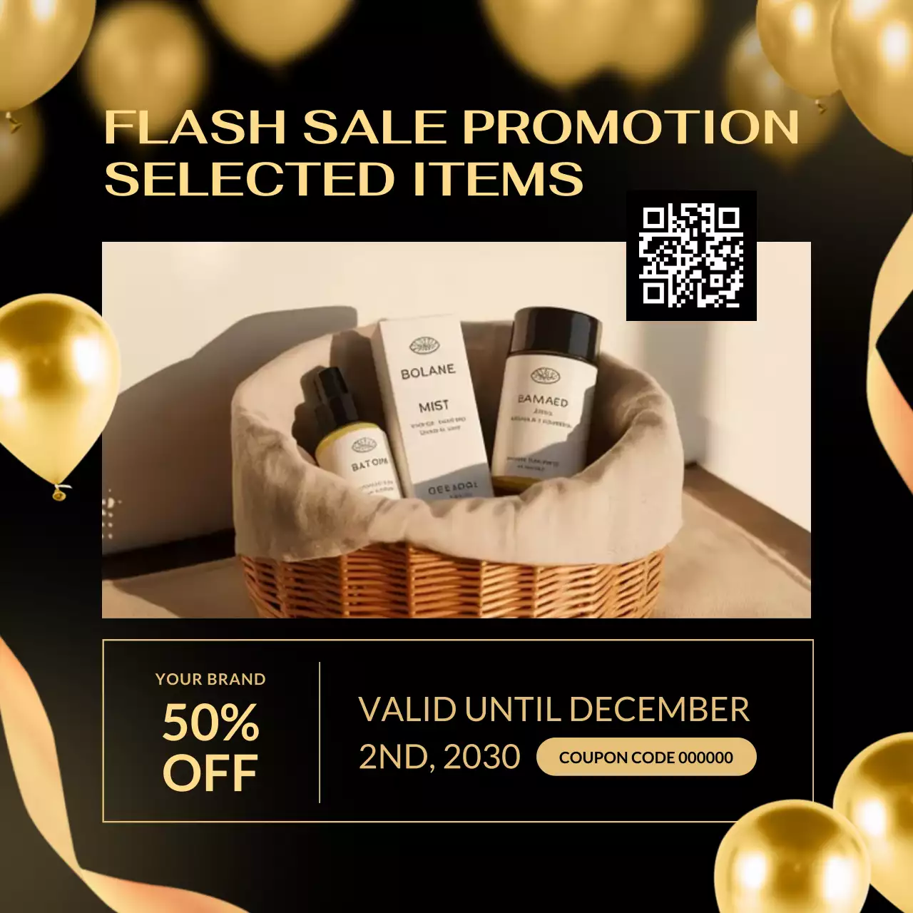 Black and Gold Minimalist Bundle Coupon Promo for New Year Social Media