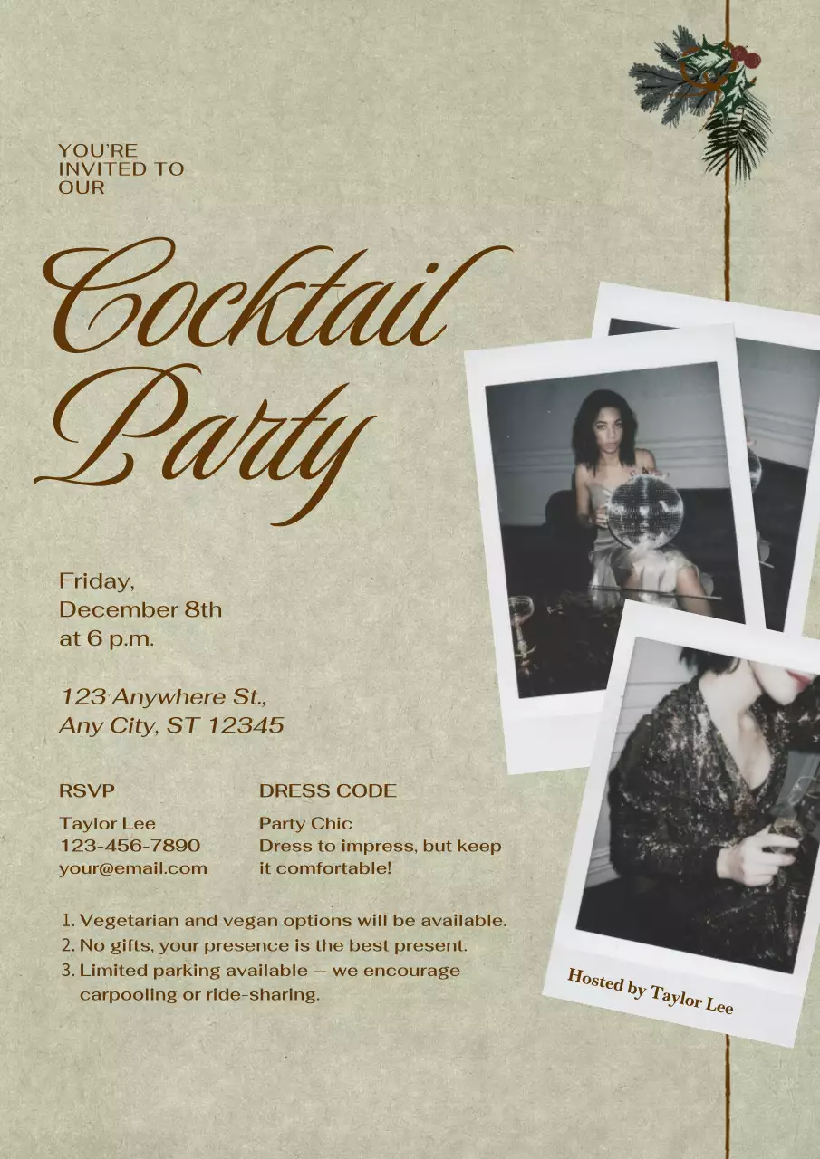 Christmas Cocktail Party Invitation Web Poster
