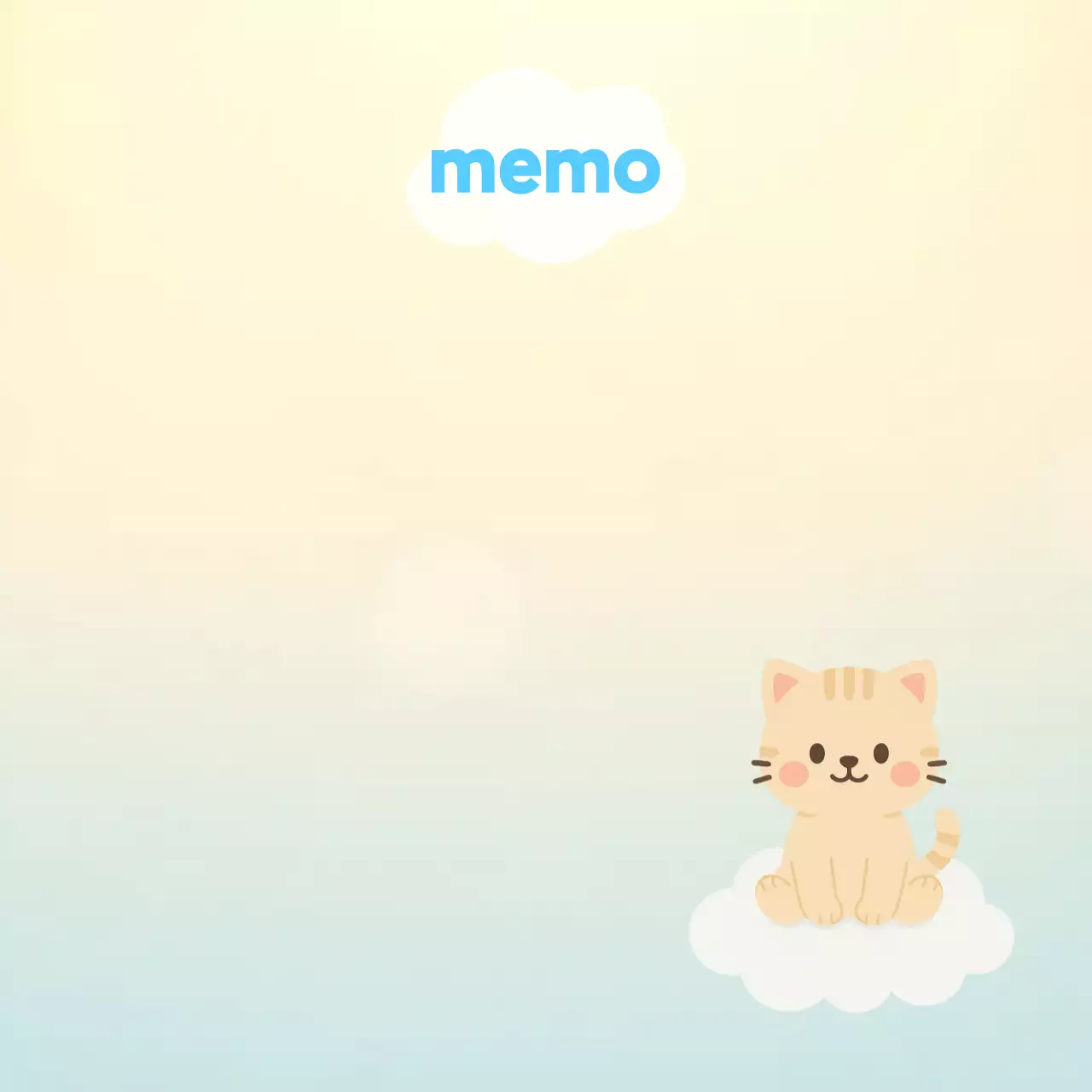파스텔 귀여운 구름 고양이
