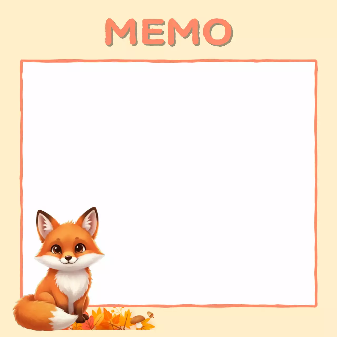 주황색의 귀여운 가을 여우 문구
