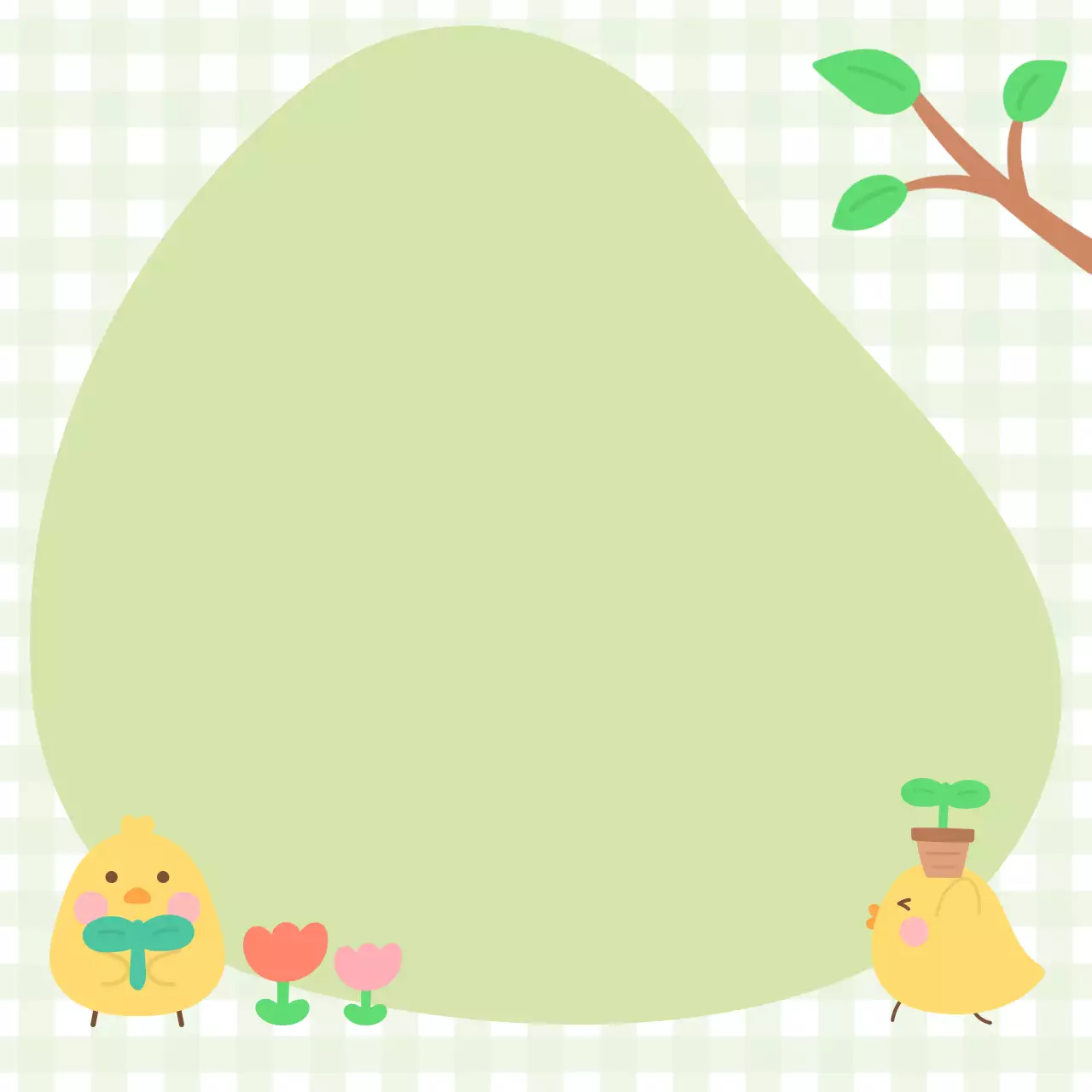 새싹 노랑색 귀여운 병아리