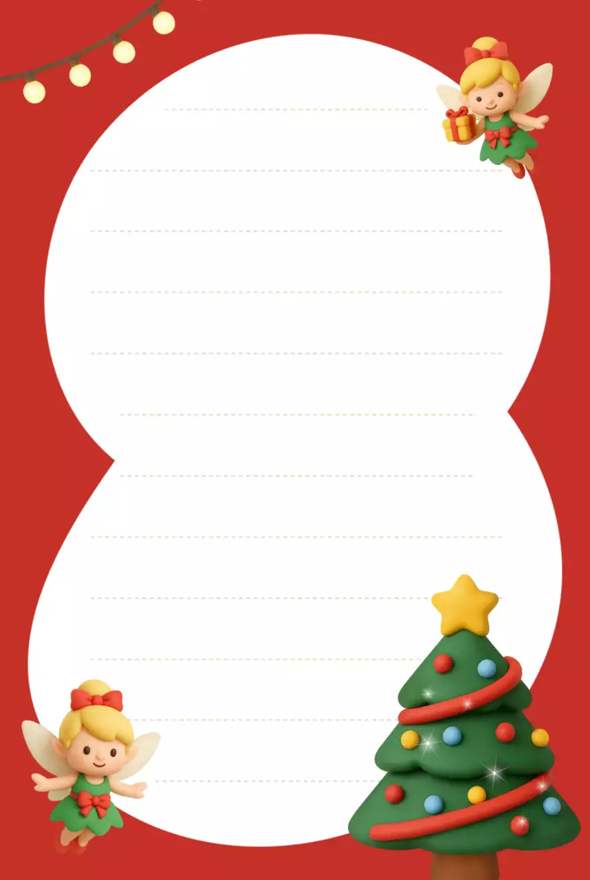 빨간색 아기자기한 크리스마스 레터