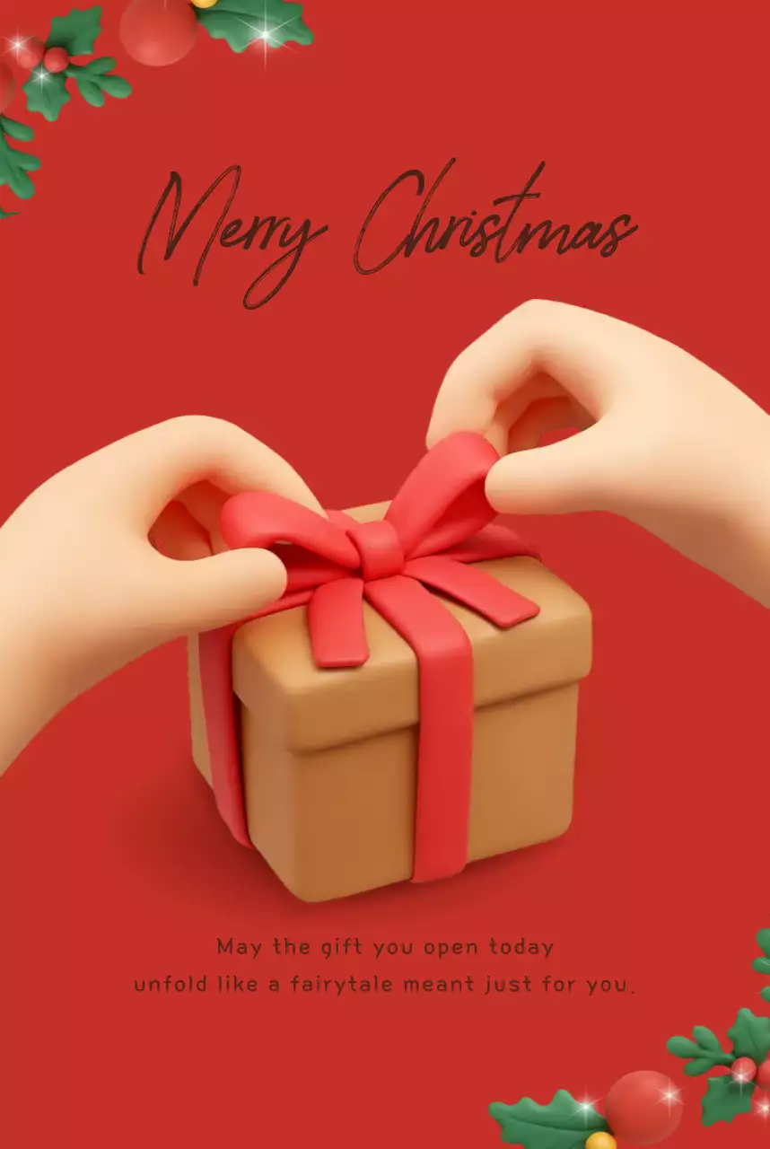 빨간색 아기자기한 크리스마스 레터